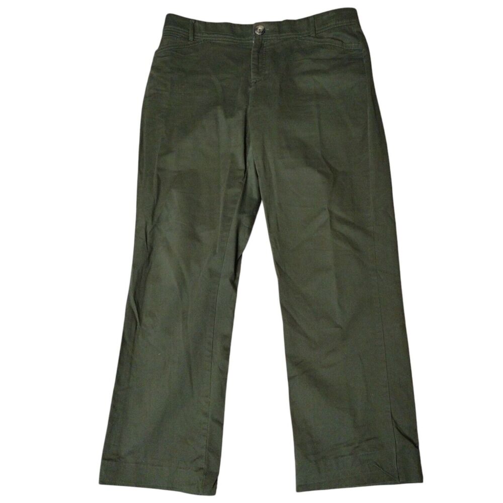 Christopher & Banks Comfort Waist Hunter Green Straight Pants Size 12 Women's